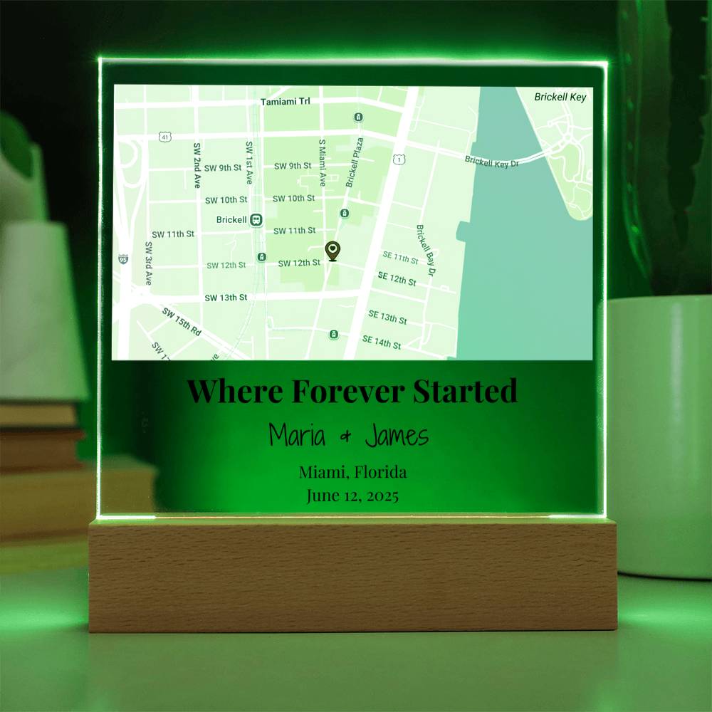 Personalized Where Forever Started Map Acrylic Plaque Miami Florida