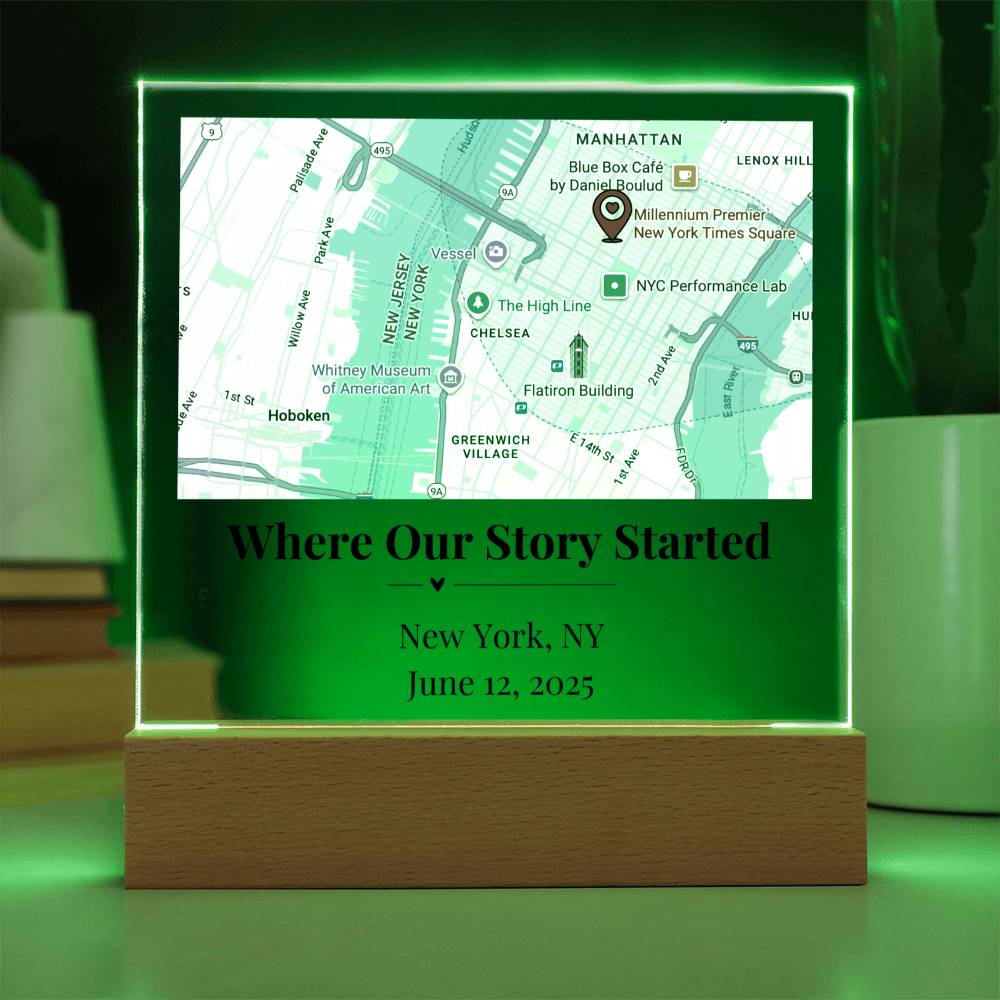 Personalized Where We Met Map Acrylic Plaque New York 1