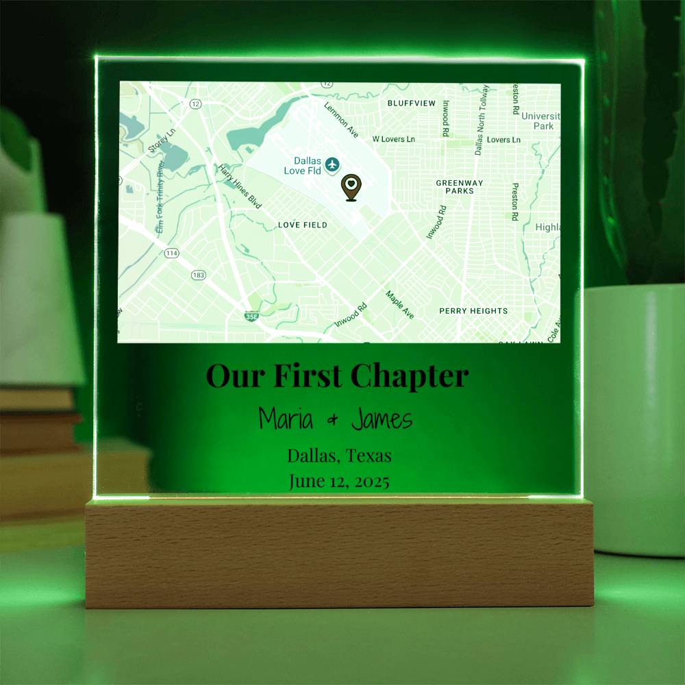 Personalized Our First Chapter Map Acrylic Plaque Dallas Texas