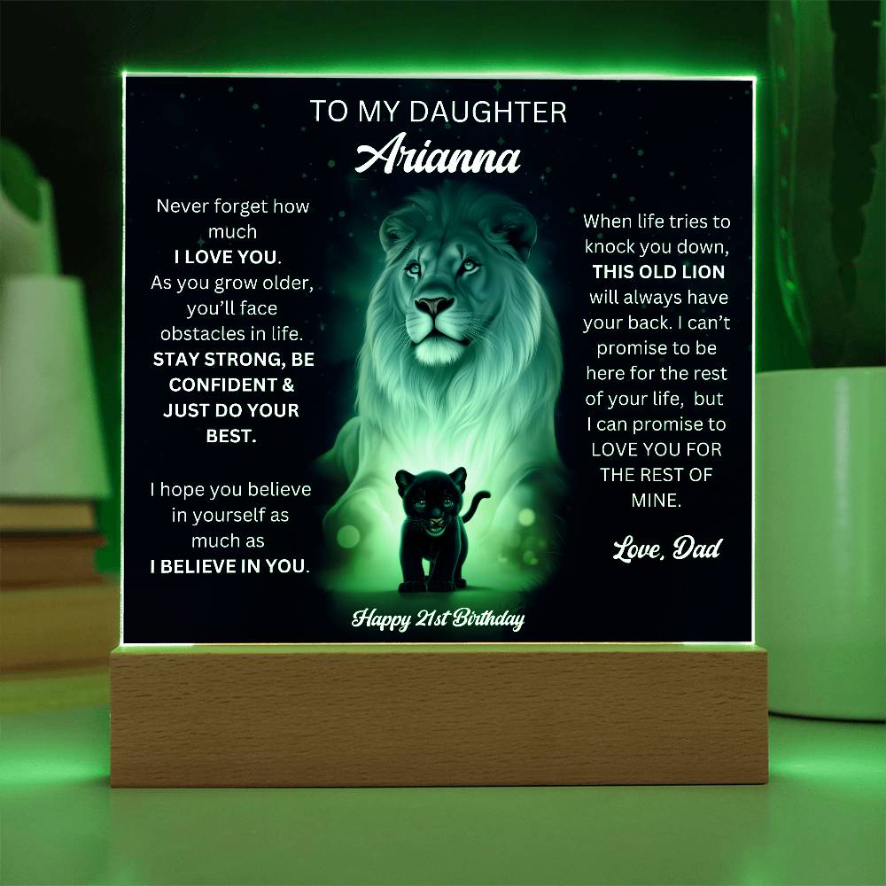 Dad To Daughter 21st Birthday Gift - Acrylic Square Plaque