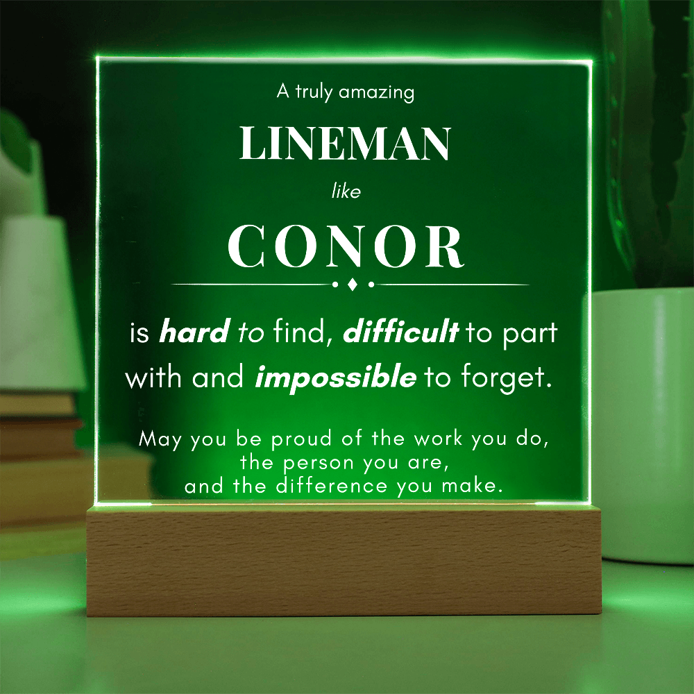 Lineman Personalized Gift Name LED Plaque