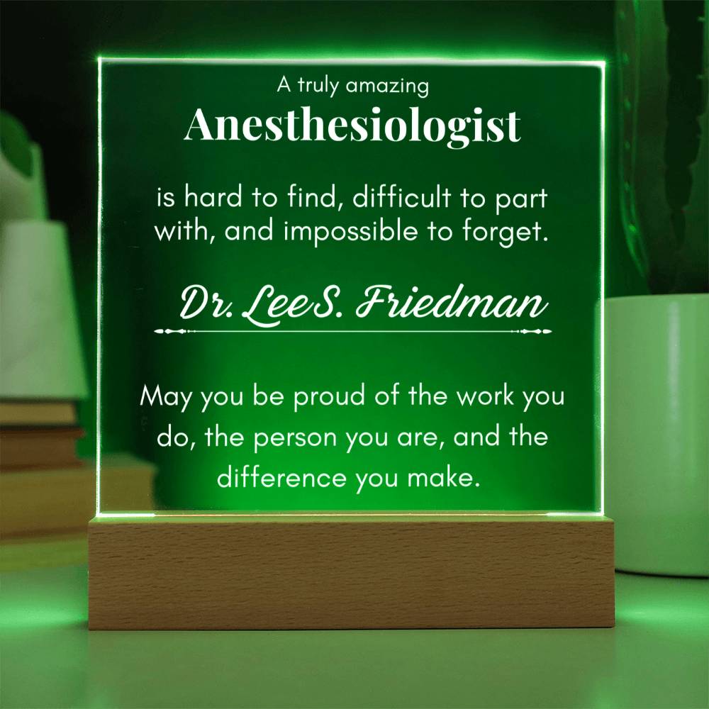Anesthesiologist gift plaque
