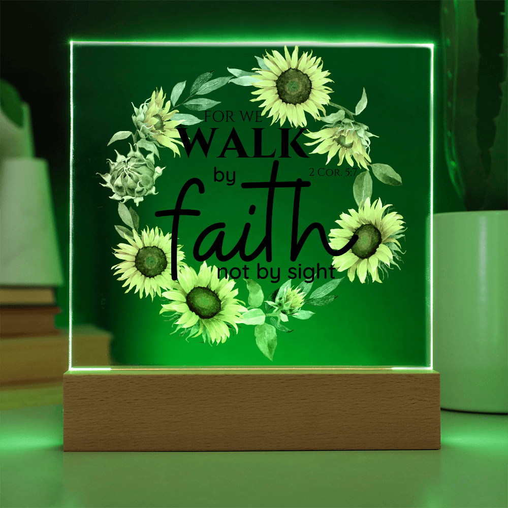 Bible Verse Art - 2 Cor 5:7 - Square Acrylic Plaque