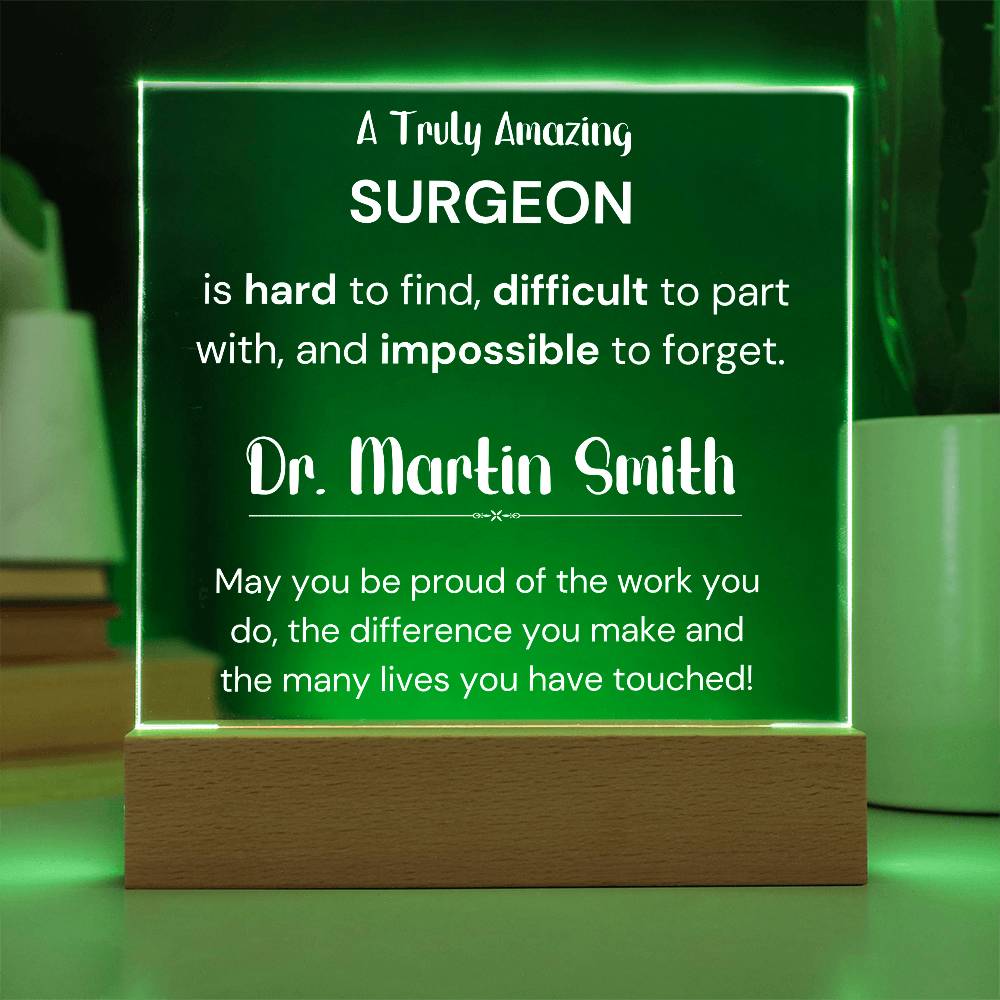 Gift For Surgeon Personalized Acrylic Plaque