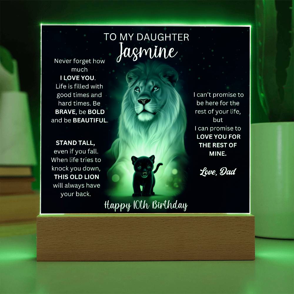 10th Birthday Gift To Daughter From Dad - Acrylic Square Plaque