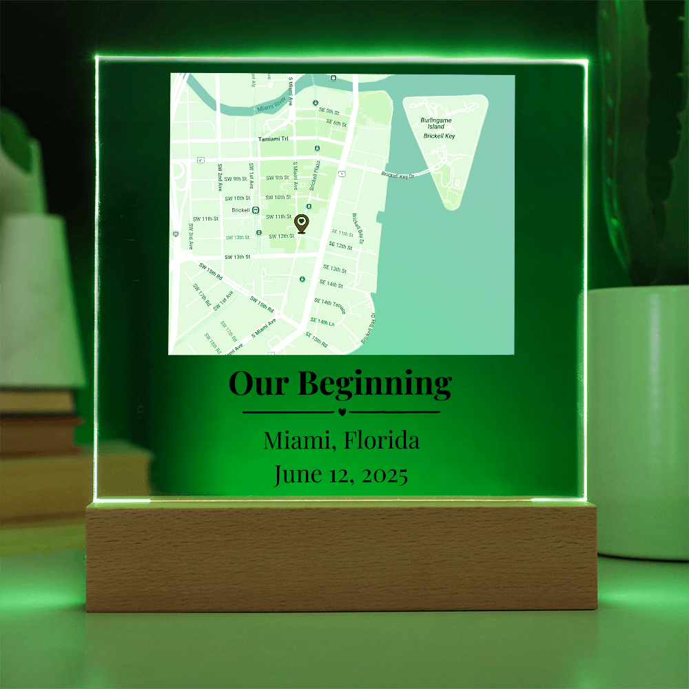 Personalized Where We Met Map Acrylic Plaque Miami Florida 1