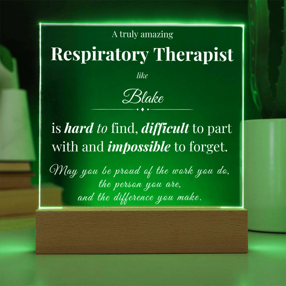 Personalized Acrylic Plaque for Respiratory Therapist