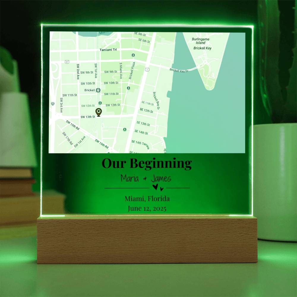 Personalized Where We Met Map Acrylic Plaque Miami Florida 2