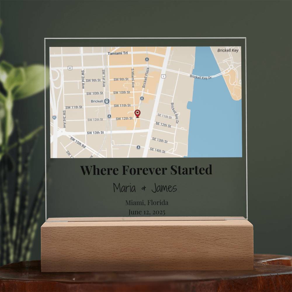 Personalized Where Forever Started Map Acrylic Plaque Miami Florida