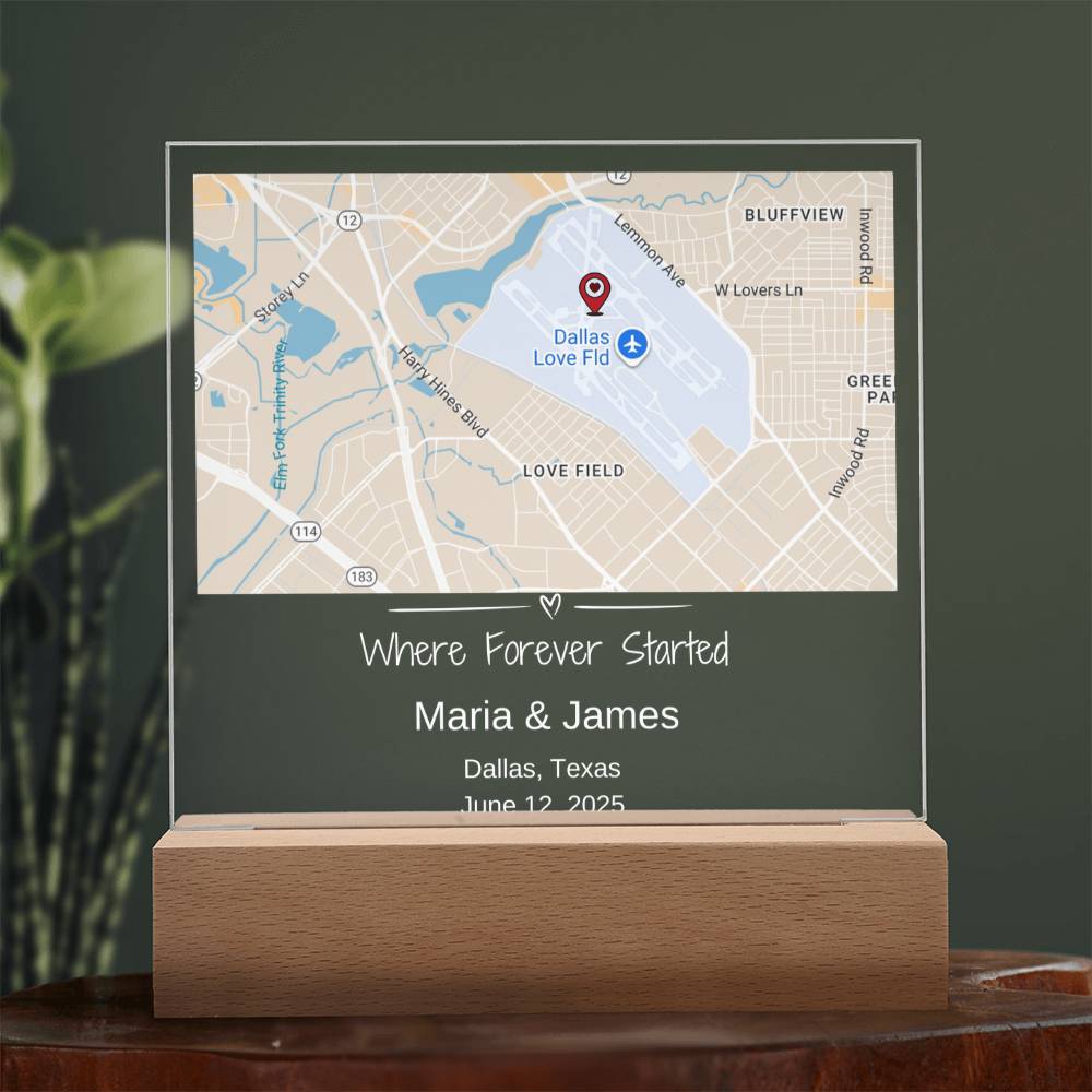 Personalized Wedding Location Map Plaque