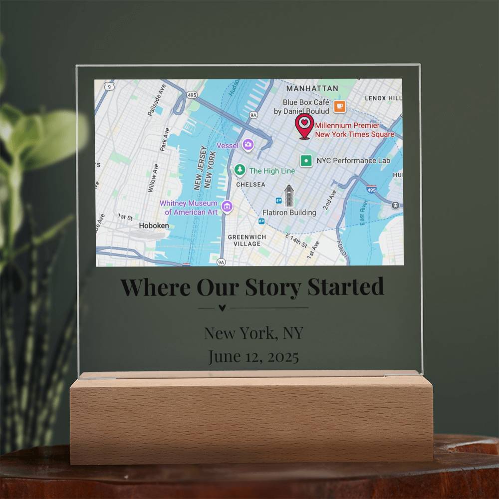 Personalized Where We Met Map Acrylic Plaque New York 1