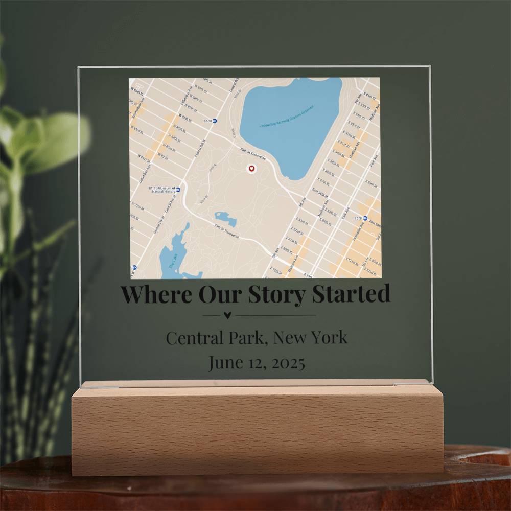 Personalized Where We Met Map Acrylic Plaque Central Park NY 1