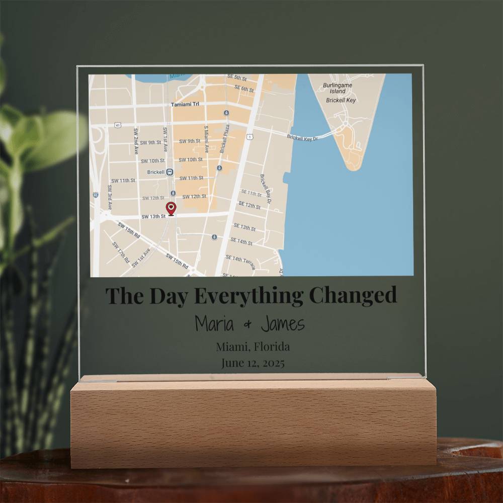 Personalized Where We Met Map Acrylic Plaque Miami Florida 3