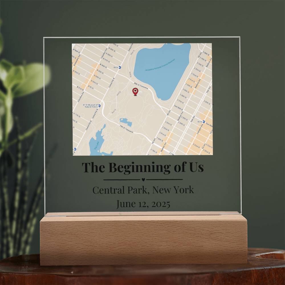 Personalized Where We Met Map Acrylic Plaque Central Park NY 2