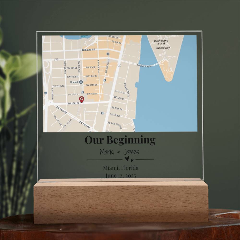 Personalized Where We Met Map Acrylic Plaque Miami Florida 2