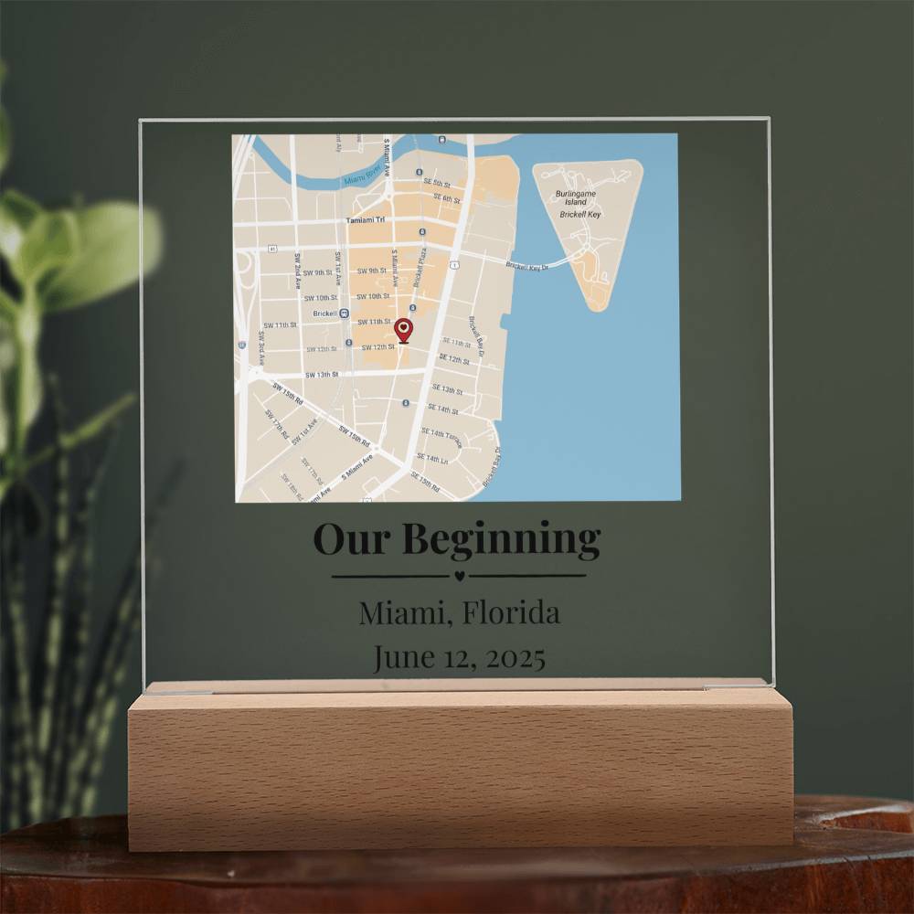 Personalized Where We Met Map Acrylic Plaque Miami Florida 1
