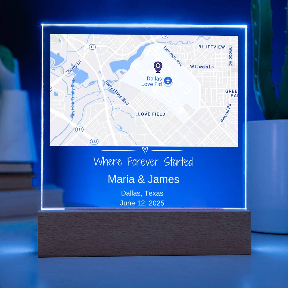 Personalized Wedding Location Map Plaque