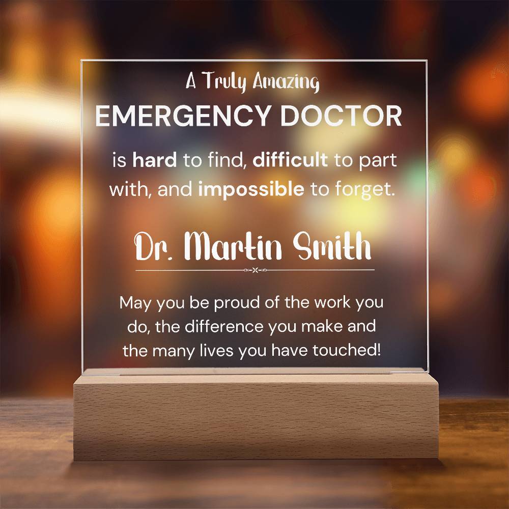 Gift For Emergency Doctor Personalized Acrylic Plaque