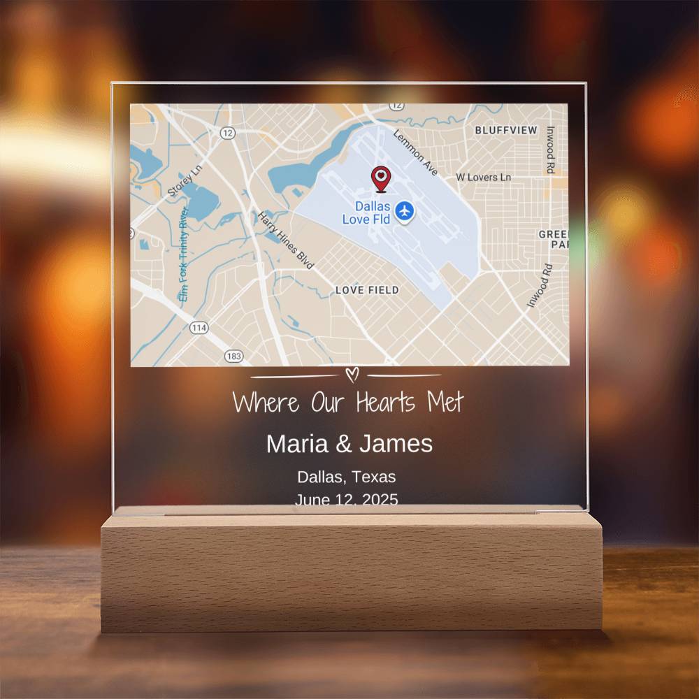 Custom Love Story Map Plaque