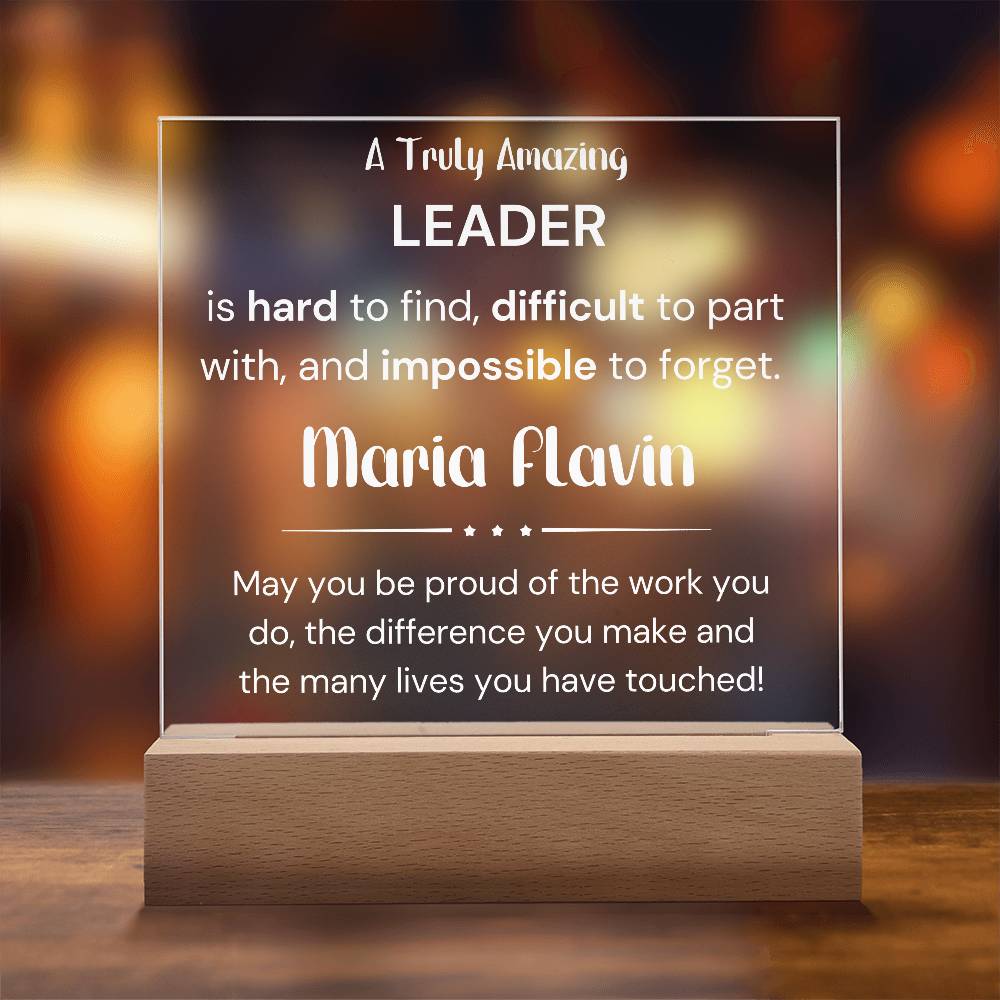 A Truly Amazing  Leader - Acrylic Plaque Personalized With Custom Name