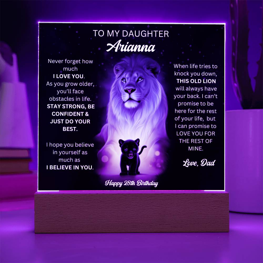 Dad To Daughter 28th Birthday Gift - Acrylic Square Plaque