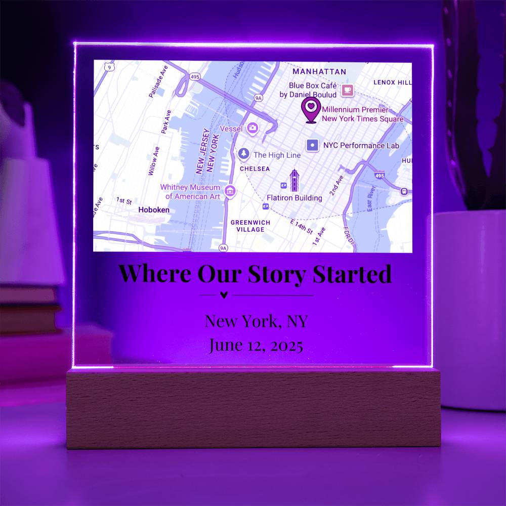 Personalized Where We Met Map Acrylic Plaque New York 1
