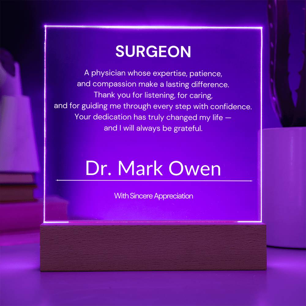 Surgeon Thank You Acrylic Plaque Personalized