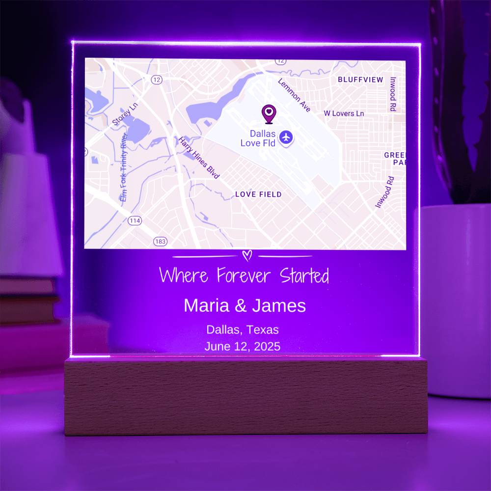 Personalized Wedding Location Map Plaque