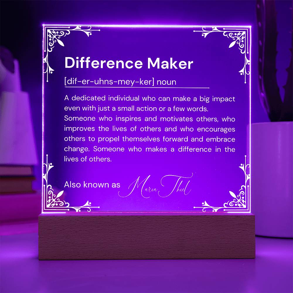 Personalized Difference Maker Definition Plaque