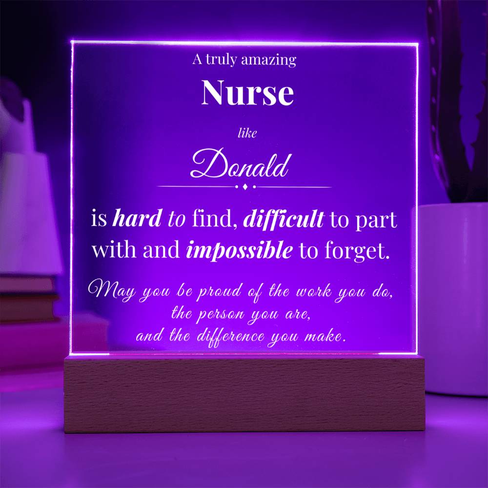 Personalized Acrylic Square Plaque for Nurse