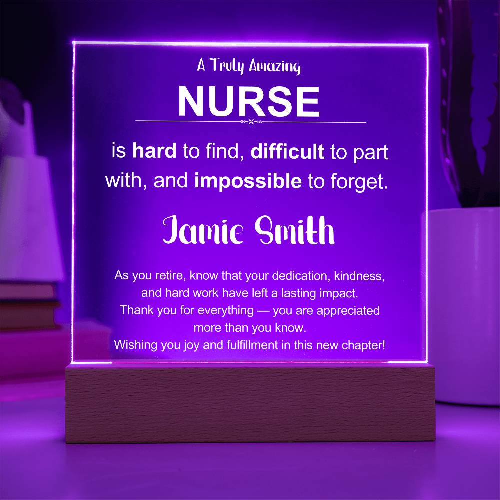 Retirement Gift for Nurse Acrylic Plaque with Heartfelt Message