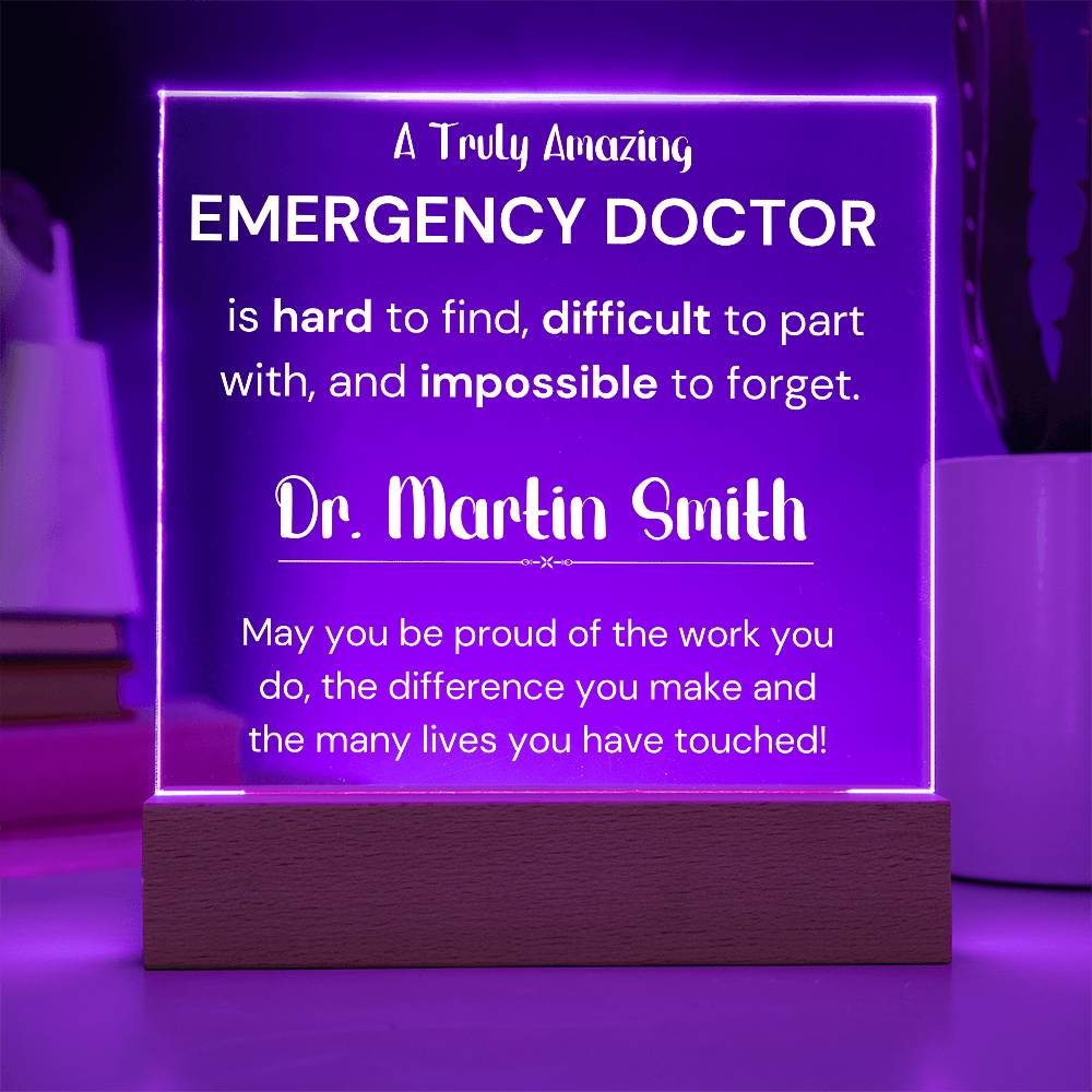 Gift For Emergency Doctor Personalized Acrylic Plaque