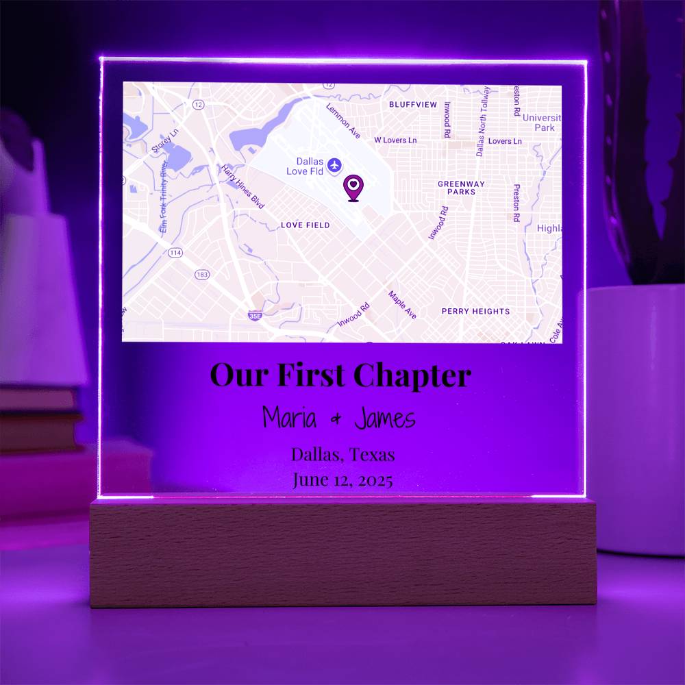 Personalized Our First Chapter Map Acrylic Plaque Dallas Texas