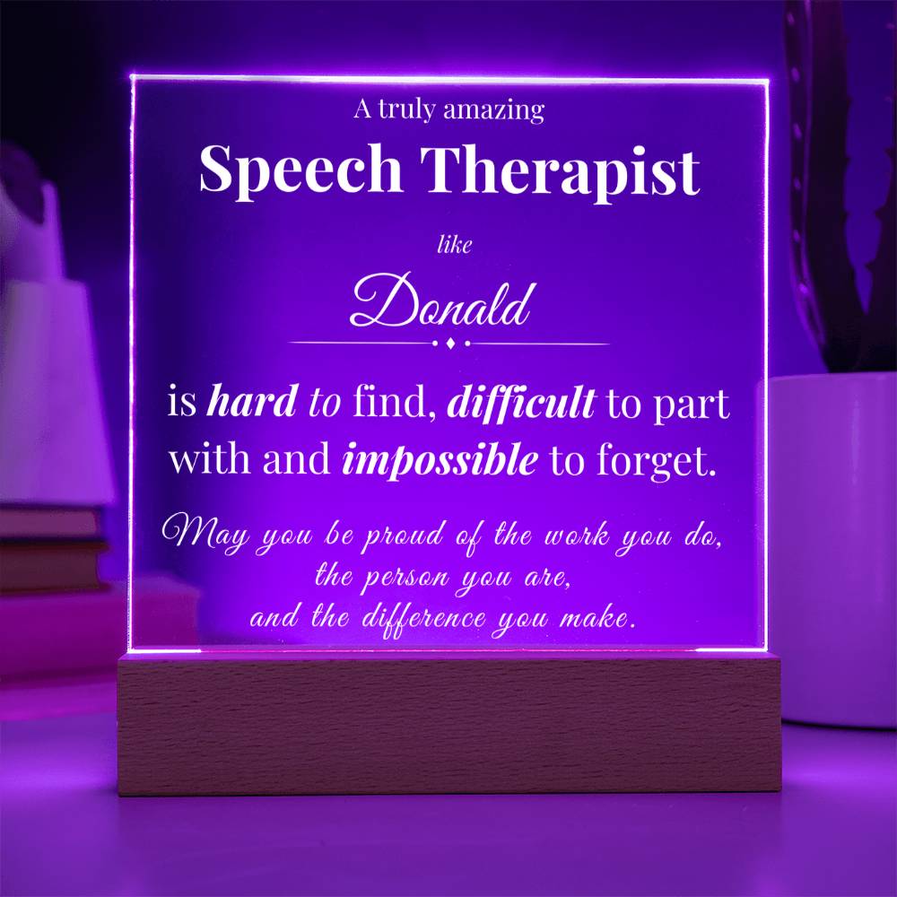 Personalized Acrylic Square Plaque for Speech Therapist