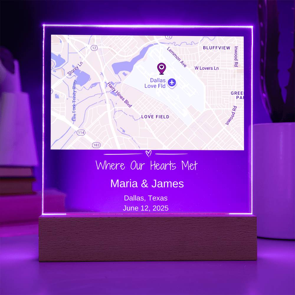 Custom Love Story Map Plaque