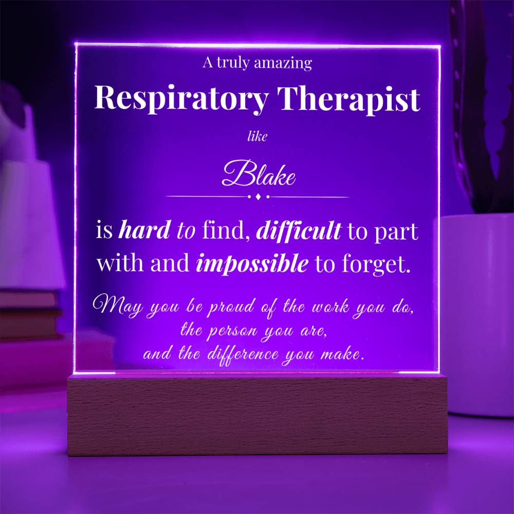 Personalized Acrylic Plaque for Respiratory Therapist