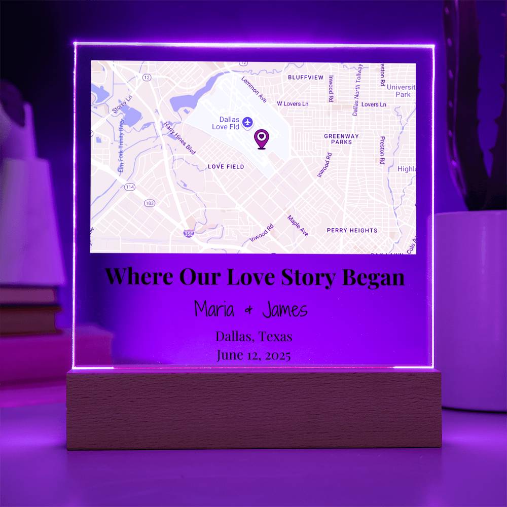 Personalized Where Our Love Story Began Map Acrylic Plaque Dallas Texas 4