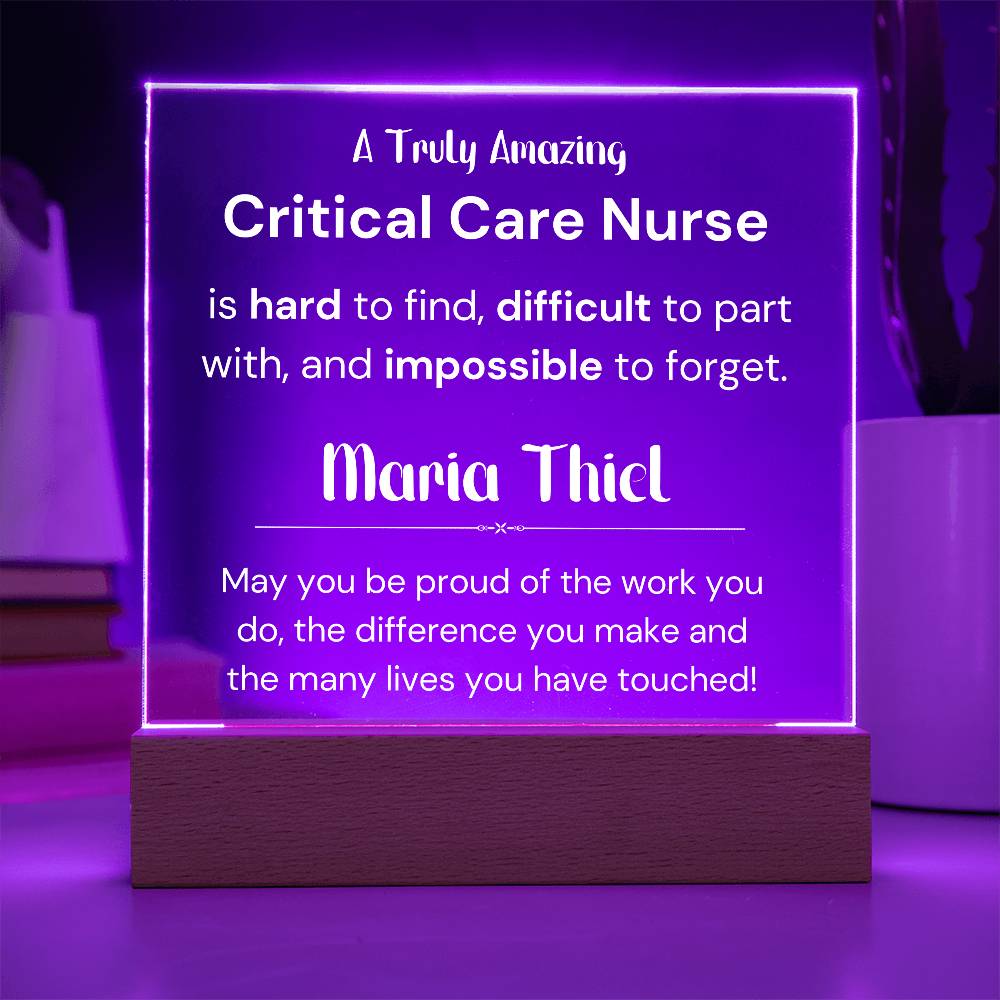 Gift For Critical Care Nurse Personalized Acrylic Plaque