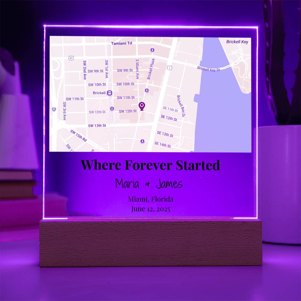 Personalized Where Forever Started Map Acrylic Plaque Miami Florida