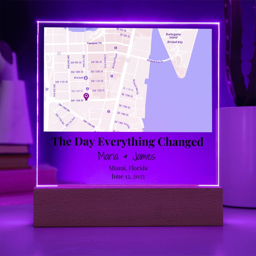 Personalized Where We Met Map Acrylic Plaque Miami Florida 3