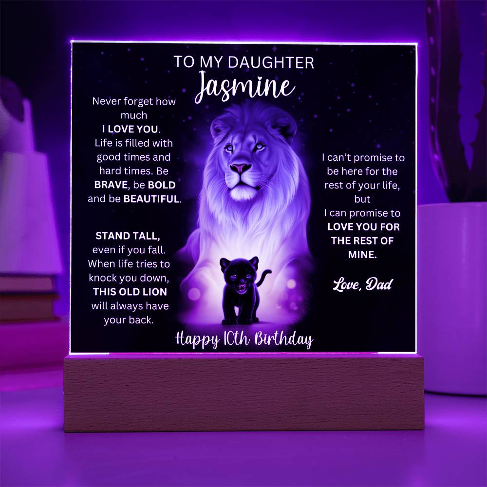 10th Birthday Gift To Daughter From Dad - Acrylic Square Plaque