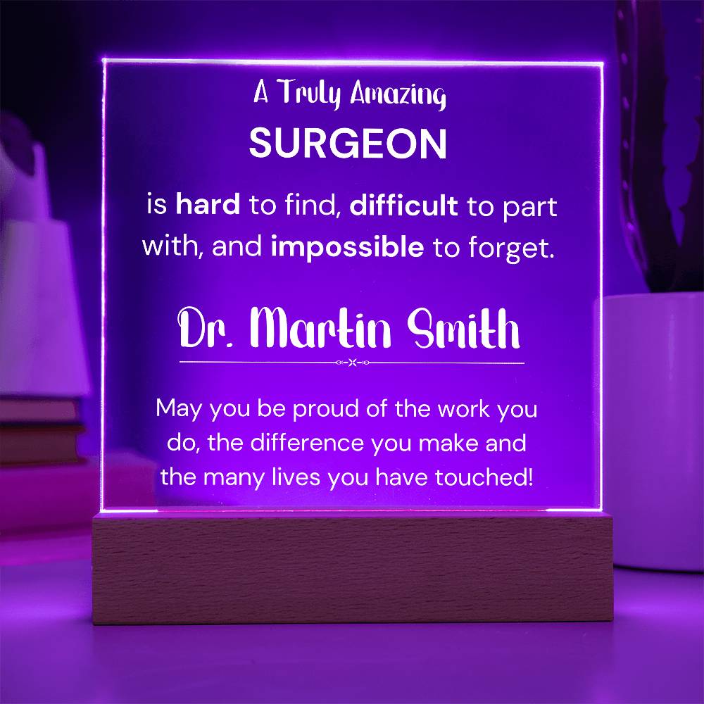Gift For Surgeon Personalized Acrylic Plaque