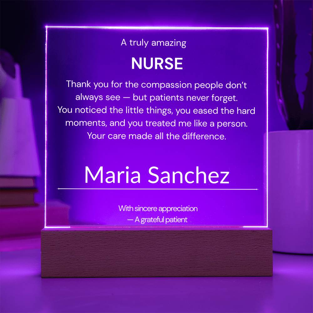 Nurse Thank You Gift Acrylic Plaque Personalized