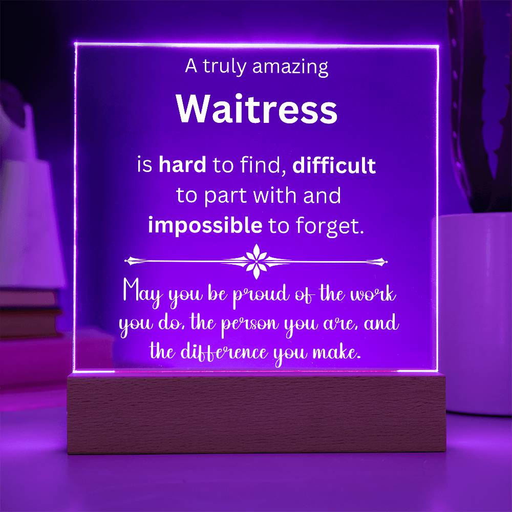 Waitress Thank You Gift - Acrylic Square Plaque