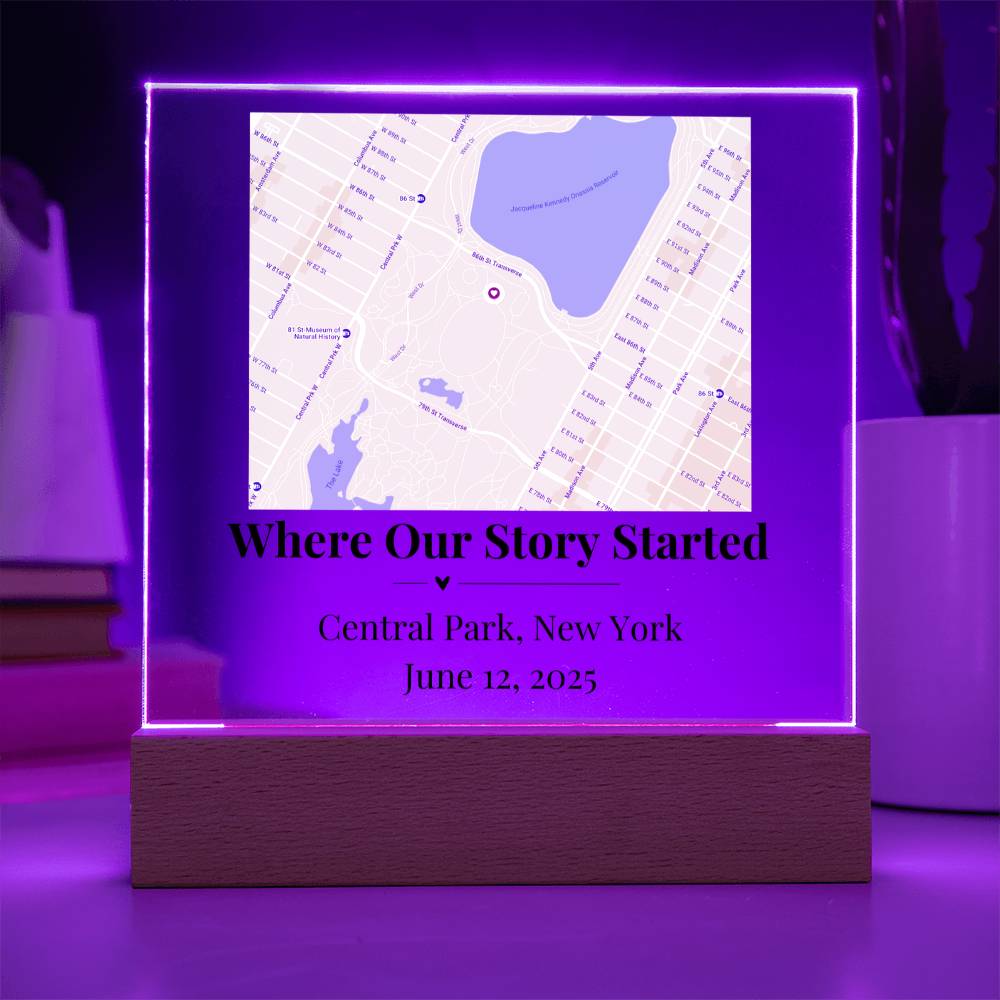 Personalized Where We Met Map Acrylic Plaque Central Park NY 1