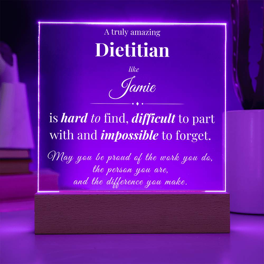 Personalized Acrylic Square Plaque for Dietitian