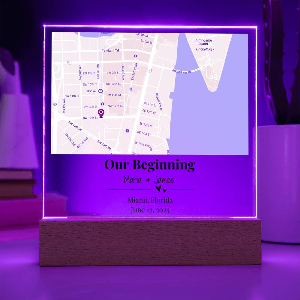 Personalized Where We Met Map Acrylic Plaque Miami Florida 2