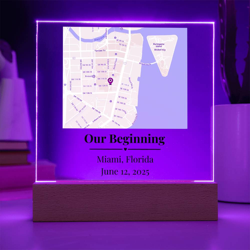 Personalized Where We Met Map Acrylic Plaque Miami Florida 1