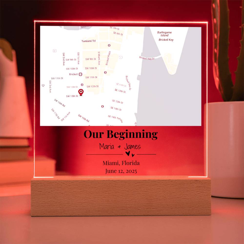 Personalized Where We Met Map Acrylic Plaque Miami Florida 2