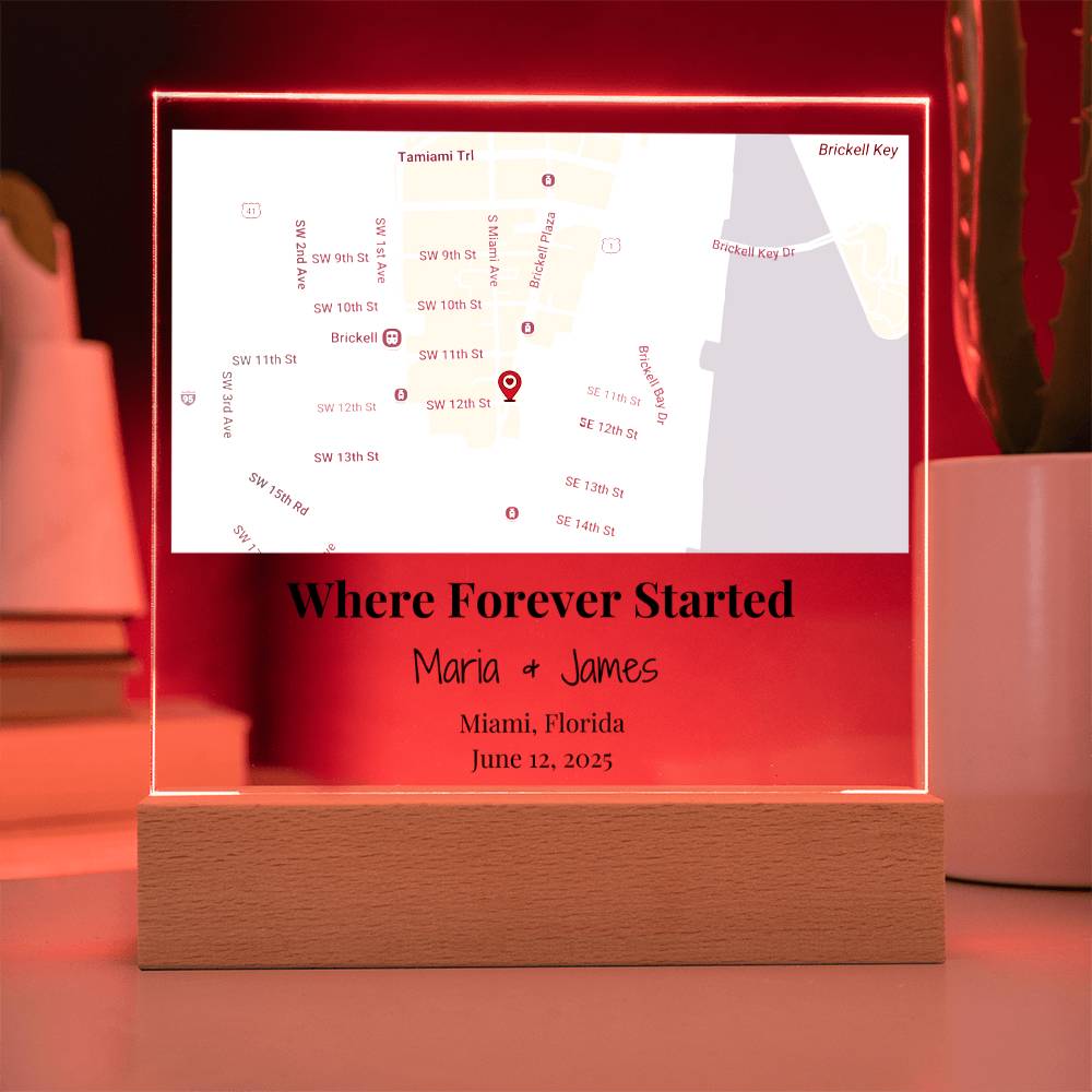 Personalized Where Forever Started Map Acrylic Plaque Miami Florida